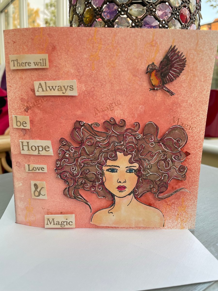 There will always be hope, love and magic girl with curly hair luxury card