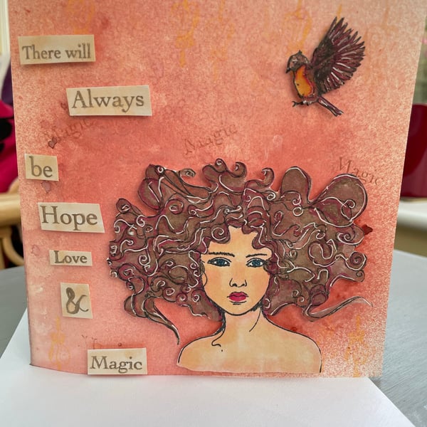 There will always be hope, love and magic girl with curly hair luxury card