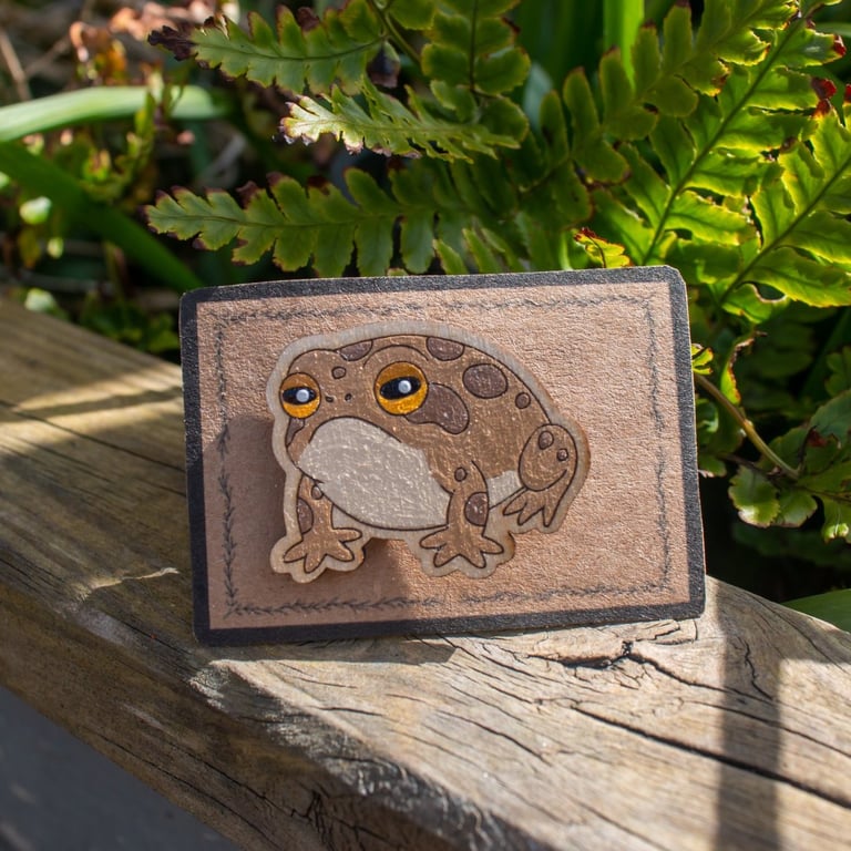 Rain Frog Pin - Hand Painted Wooden Pin Badge