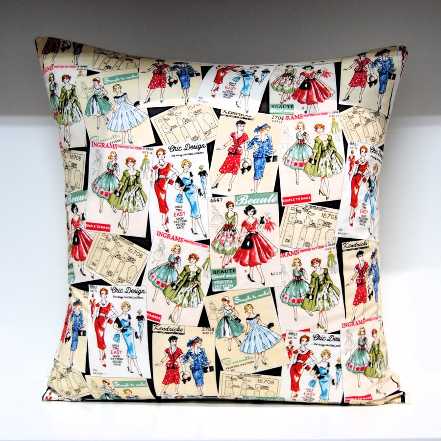 Retro Sewing Patterns Cushion