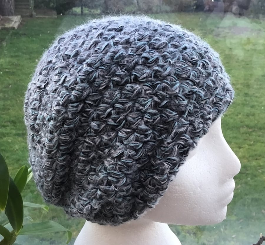 Triple Wave! Triple Shell Crocheted Slouchy, Soft Beret or Beanie Hat.