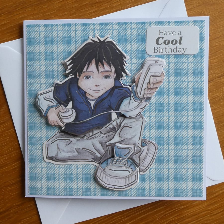 Birthday Card - Boy With Games Controller - Have a Cool Birthday