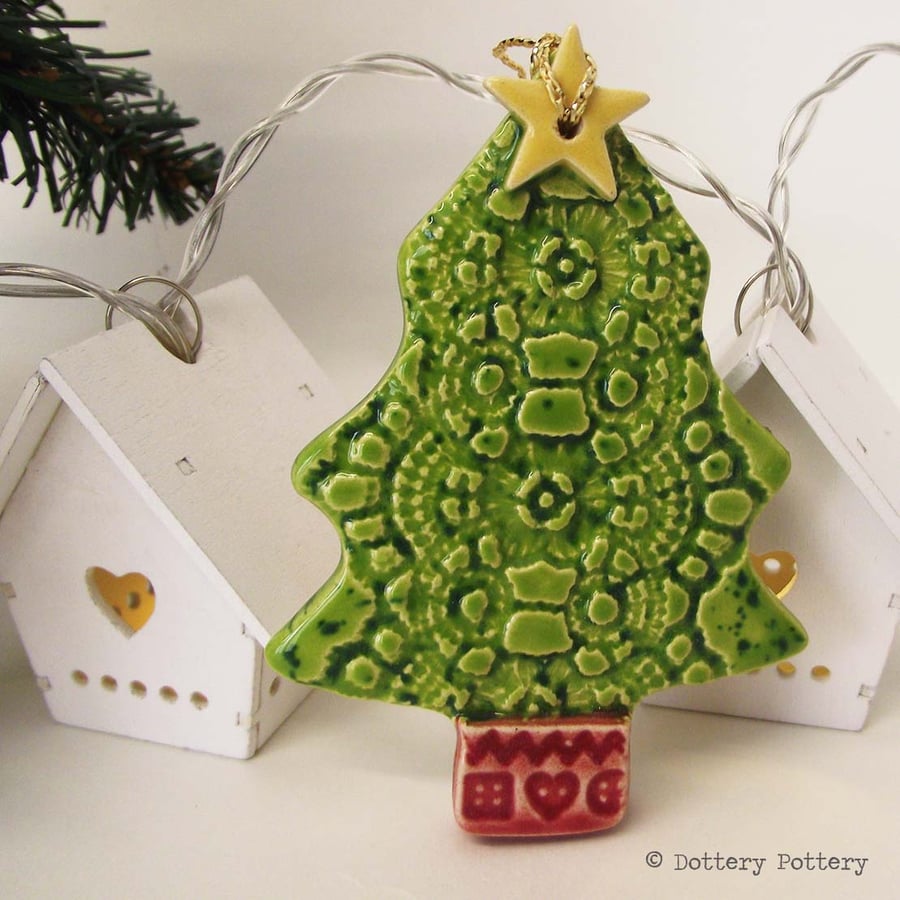  Ceramic Christmas Tree decoration Pottery decoration tree with star