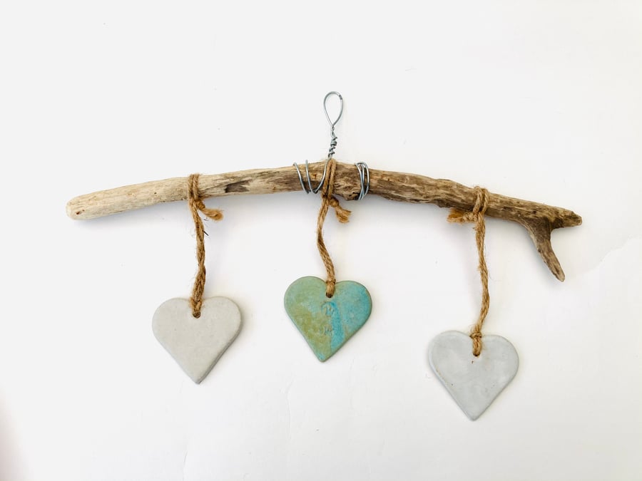 Driftwood, Loveheart hanger, pottery, gift idea, birthday, UK, 