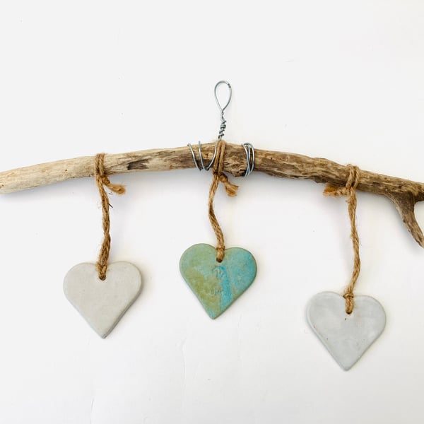 Driftwood, Loveheart hanger, pottery, gift idea, birthday, UK, 