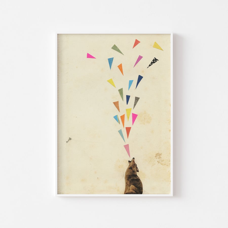 Wolf Art Print - Howling Coyote