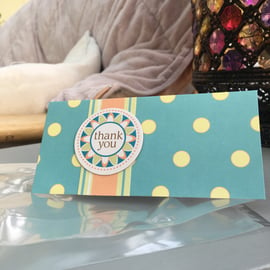 Thank you card topped cellophane gift bag