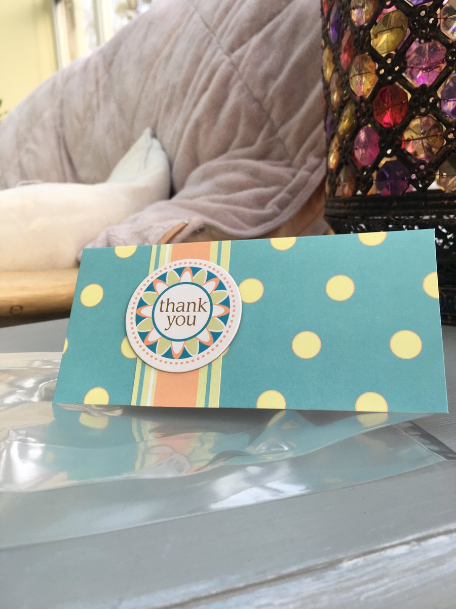 Thank you card topped cellophane gift bag