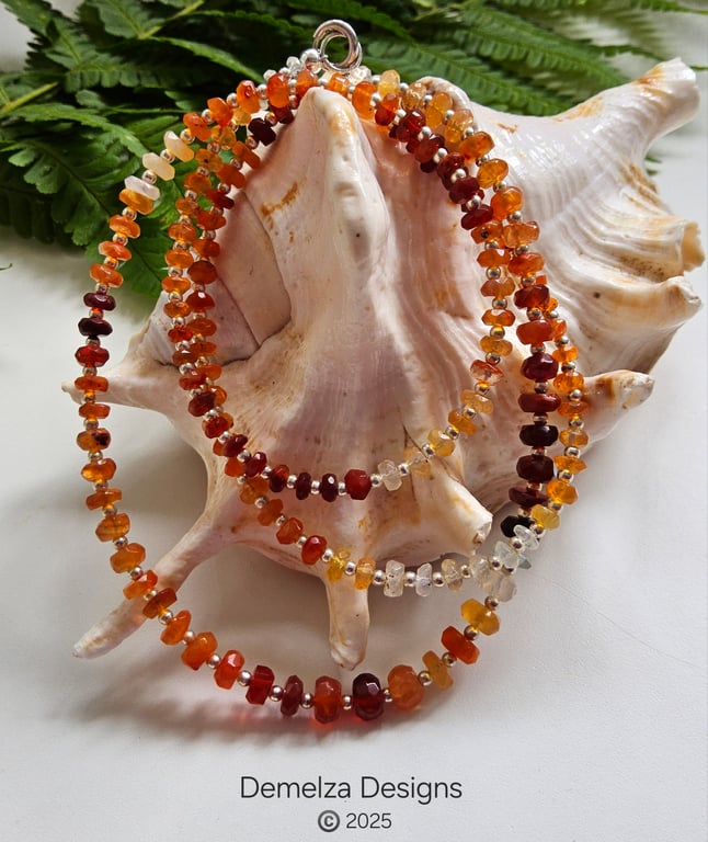 Designer Mexican Fire Opal Sterling Silver Necklace
