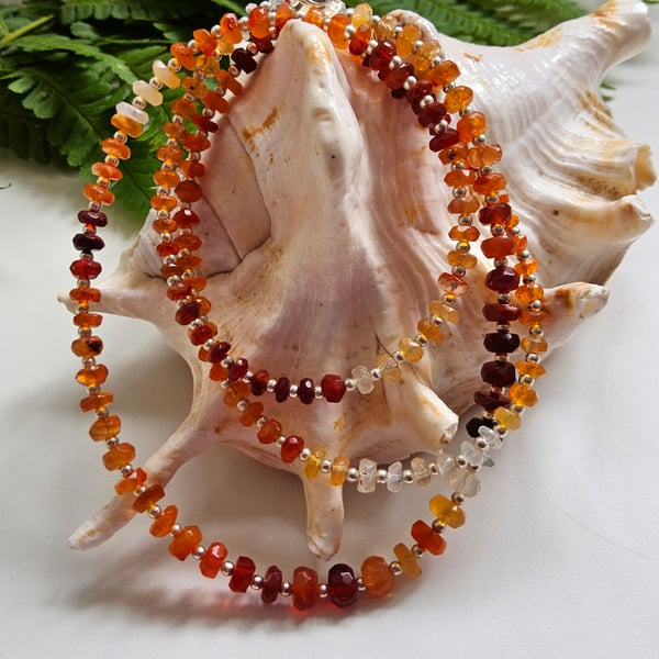 Designer Mexican Fire Opal Sterling Silver Necklace