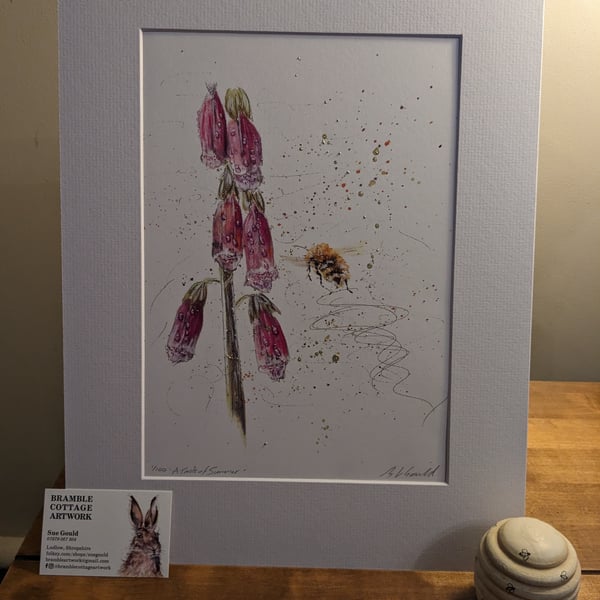 An A4 or A5 Limited edition print ' A Taste of Summer' ( Foxglove and Bumblebee)