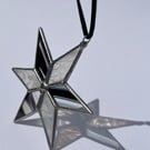 Black and white and clear stained glass Christmas star 