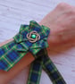 Gordon Tartan Ruffle Rosette Celtic Green Wrist Corsage Prom Ceilidh - Image 1