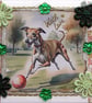 Greyhound Dog - Hand Crafted Decoupage Greeting Card - With Love (3299)