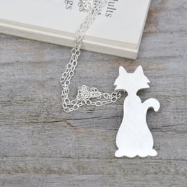 cat necklace in sterling silver