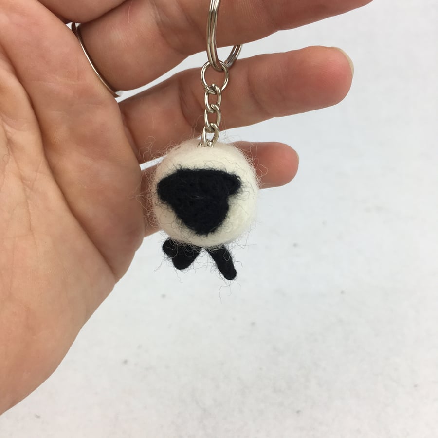 Mini needle felted sheep keyring