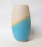 Vase Tulip shaped Satin Turquoise Blue wheel thrown stoneware ceramic. - Image 1