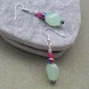 Green Quartz Haematite and Pink Quartz Dangle Earrings