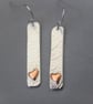 Silver Leaf Imprint Earrings with Copper Heart - Image 1