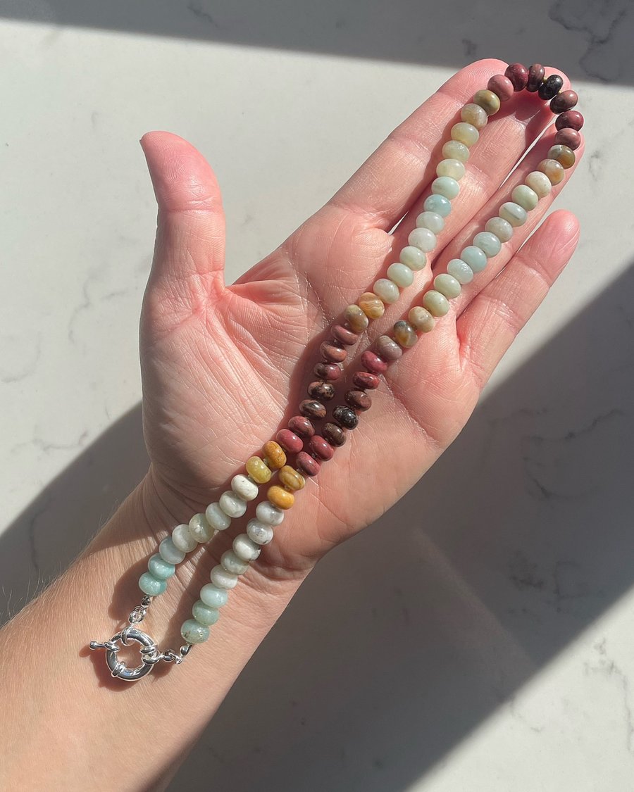 Sahara Sky Hand Knotted Beaded Gemstone Necklace