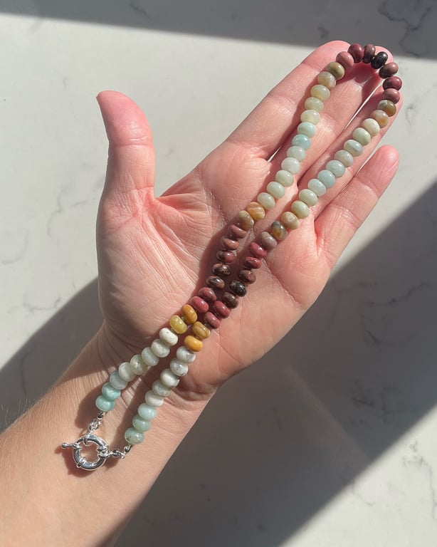 Sahara Sky Hand Knotted Beaded Gemstone Necklace
