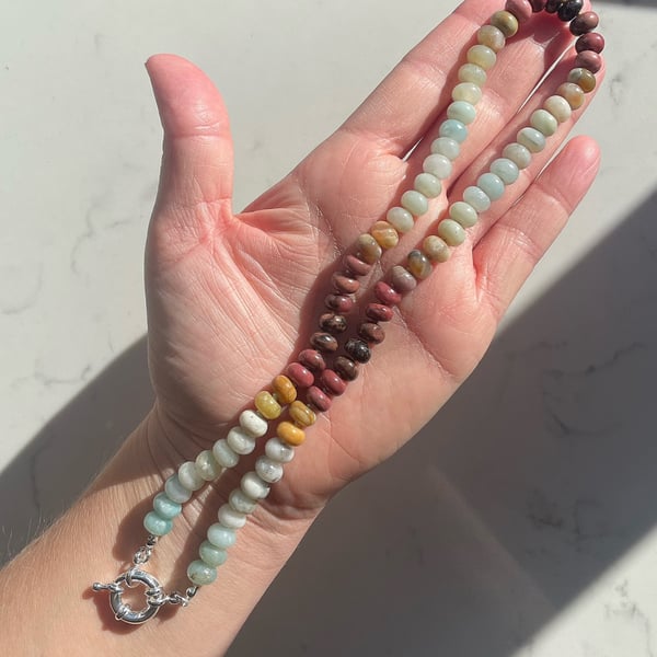 Sahara Sky Hand Knotted Beaded Gemstone Necklace