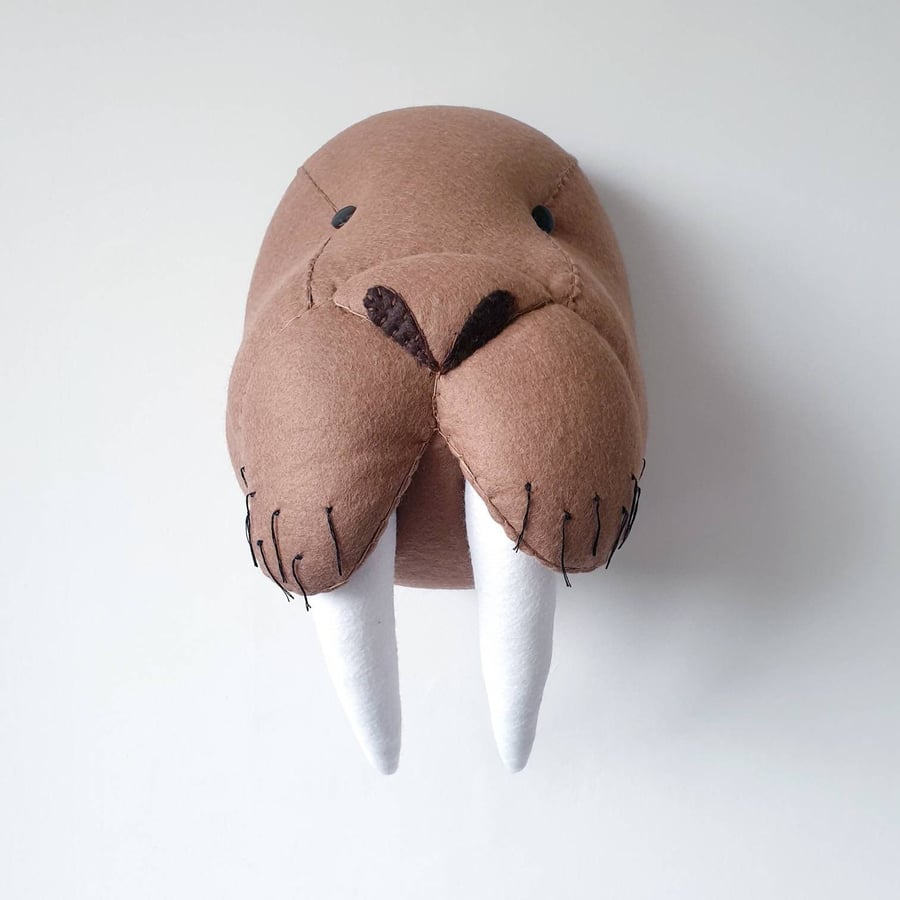 WALRUS - Felt Faux Taxidermy - Wall Mounted Animal Head