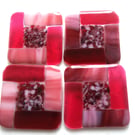 Fused Glass Coasters Set of 4 8cm Pink