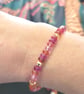 Padparadscha Sapphire Bracelet: Solid Gold Accent Beads, Boho Chic 14KT Jewelry