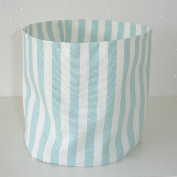 Toilet Roll Holder Loo Storage Basket Bathroom Kitchen Duck Egg Stripes Tidy