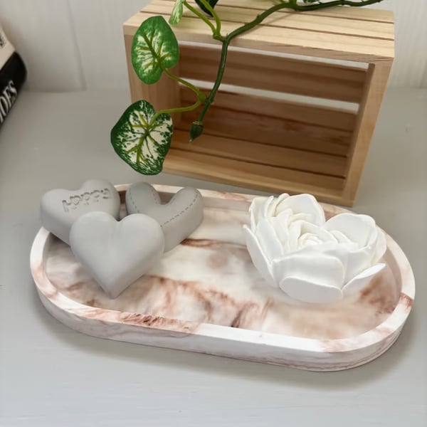 Luxury Floral Stone Diffuser Gift Set with Marble Tray - Handmade Home Decor