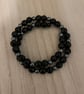 Ladies Spiral Memory Wire Bracelet Black Grey Beads