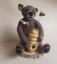 Needle felted bear, Bear with beehive, Bumble bees, OOAK ornament, Handmade - Image 6