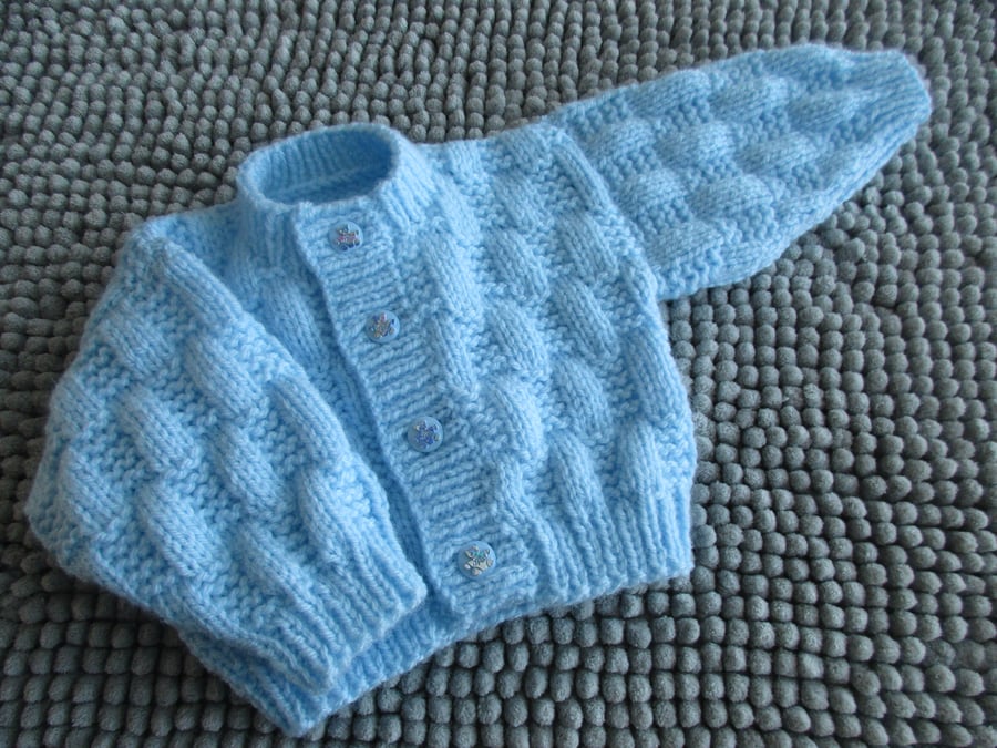 14" Newborn Round Neck Patterned Cardigan