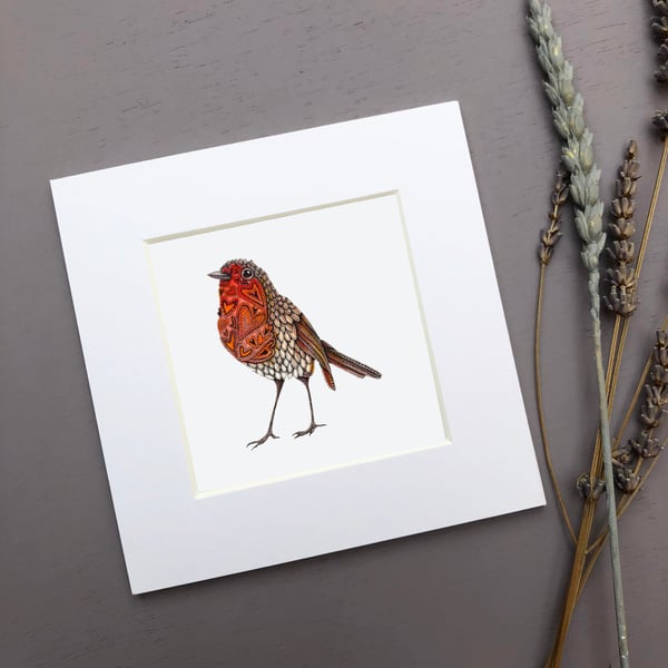 'Robin Love' Mini Mounted Print