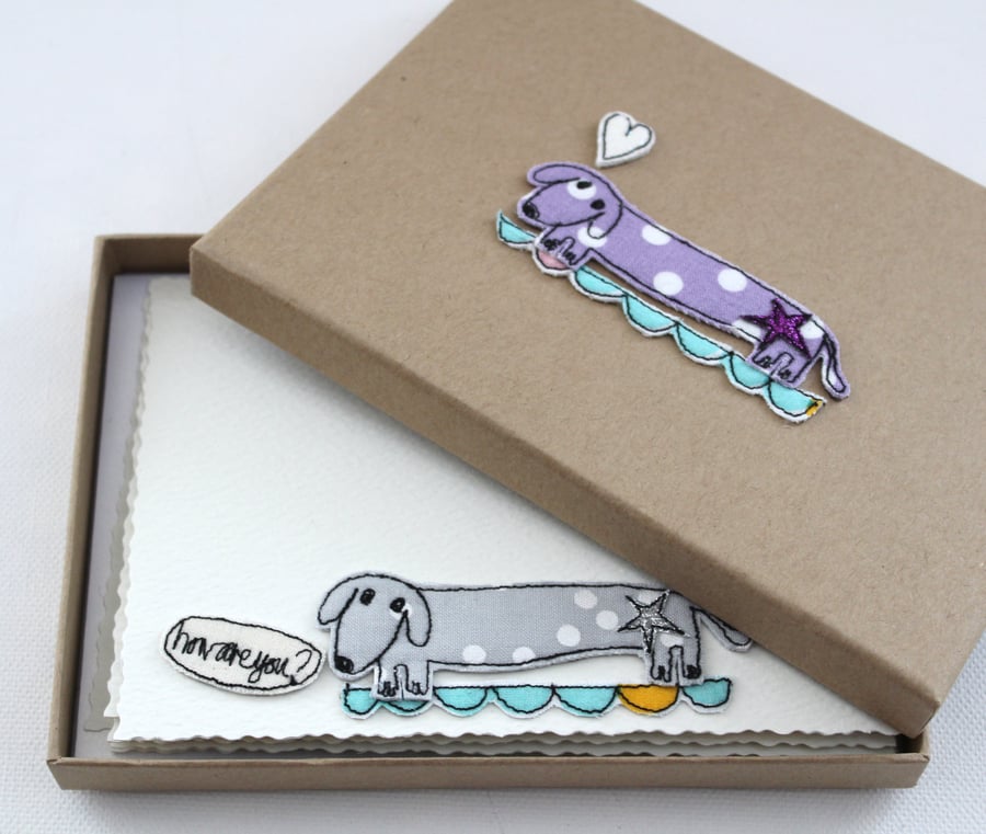 'Sausage Doggy' - A Box of Six Postcards with Envelopes