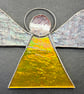 Stained Glass Triangle Angel - Iridescent yellow with clear wings - Image 7