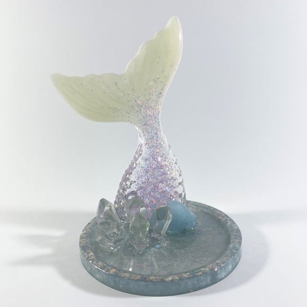 Resin & Aquamarine Mermaid Jewellery Trinket Dish