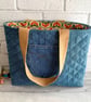 Upcycled Quilted Denim Tote Bag, Analogue Bag - Image 1