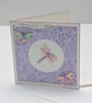 Handmade Birthday card with dragonfly and bees embellishments, pretty pastels