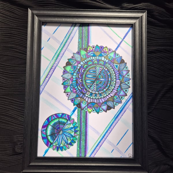 Original A4 Unframed Psychedelic Art - Through The Kaleidoscope