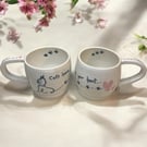 Handthrown cat mug for feline lovers