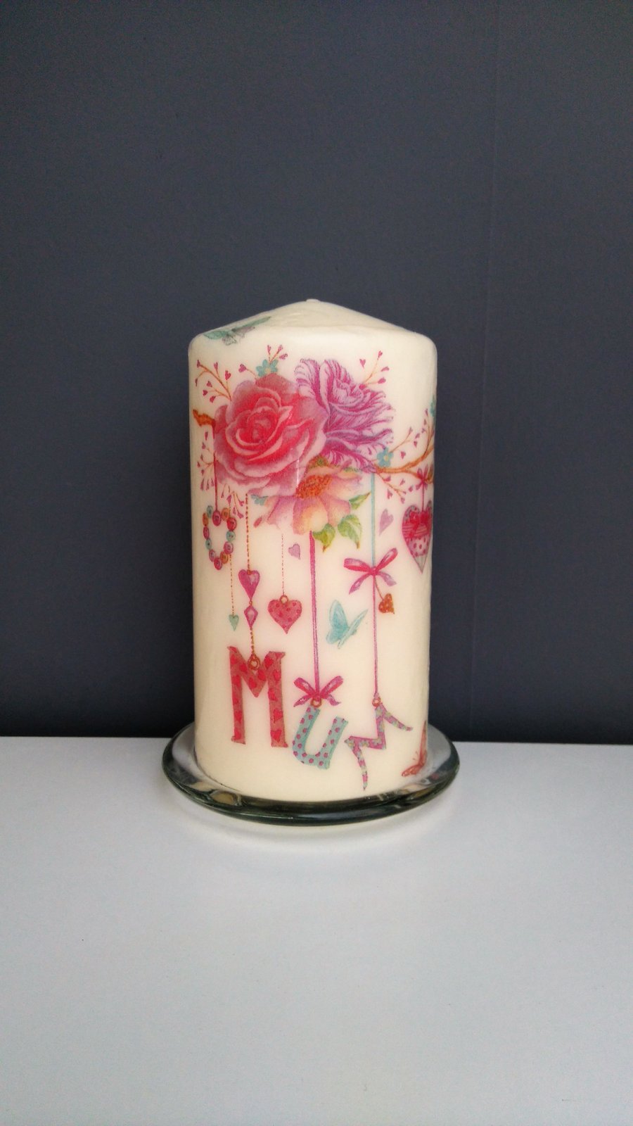 decorative mum candle