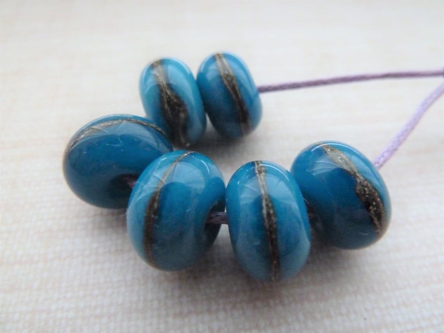 blue wrapped lampwork glass beads