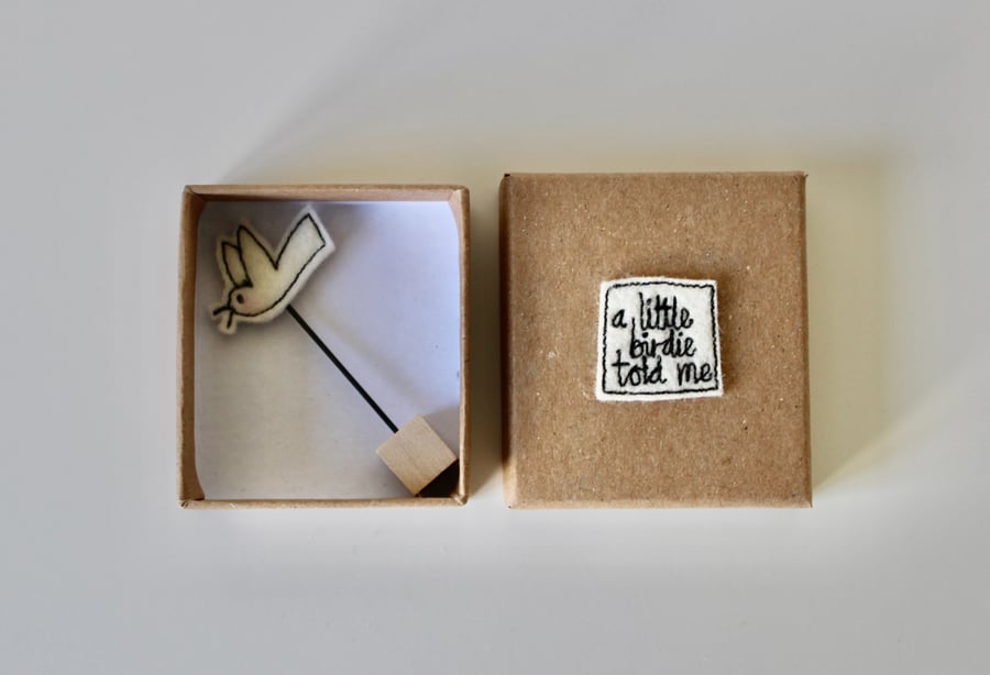 ‘A Little Birdie told Me' - Miniature Bird with a Wire Stem and Wooden Block