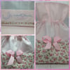 Pink and Rose Cot Pillow Case and Matching Drawstring Bag  