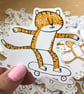 Skateboarding Tiger Vinyl Sticker - Image 1