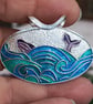 Handmade fine silver and enamel whale pendant  - Image 2
