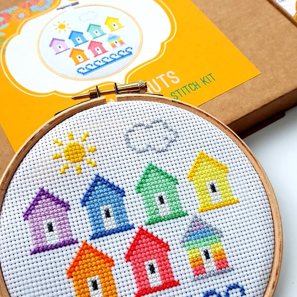 Beach Huts Cross Stitch Kit