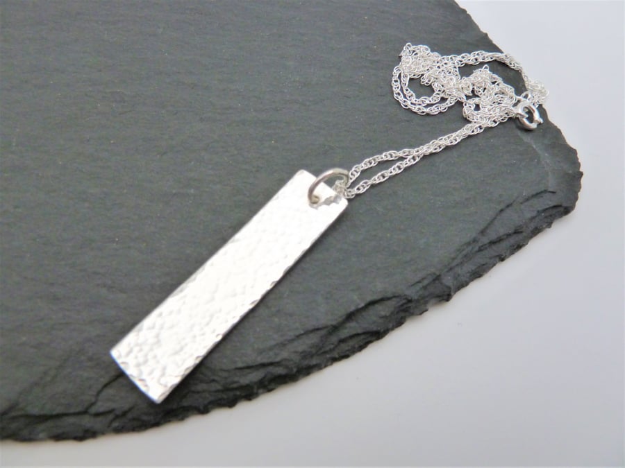 sterling silver chain, hammered pendant necklace